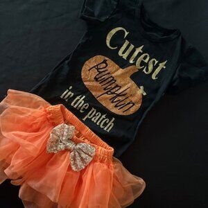 "Cutest Pumpkin in the Patch" Orange & Black Tutu Set  7398  NWT Boutique